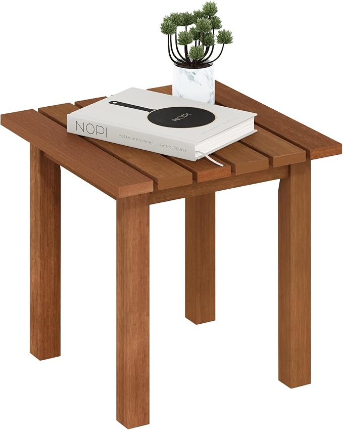 Furinno TIOMAN Patio Table, Outdoor Side Table, Patio End Table, Coffee Table in Teak Oil, for Patio, Garden, Porch, Natural