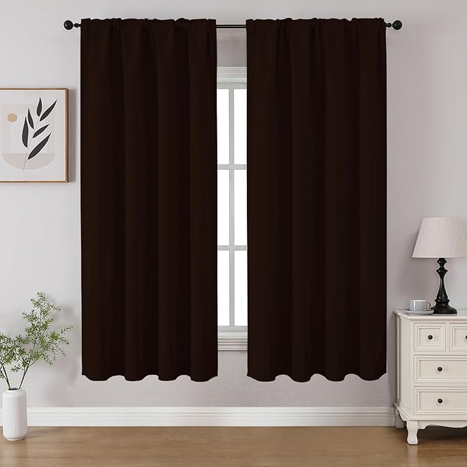 CUCRAF Blackout Curtains 54 inch Length 2 Panels Set, Rod Pocket Room Darkening