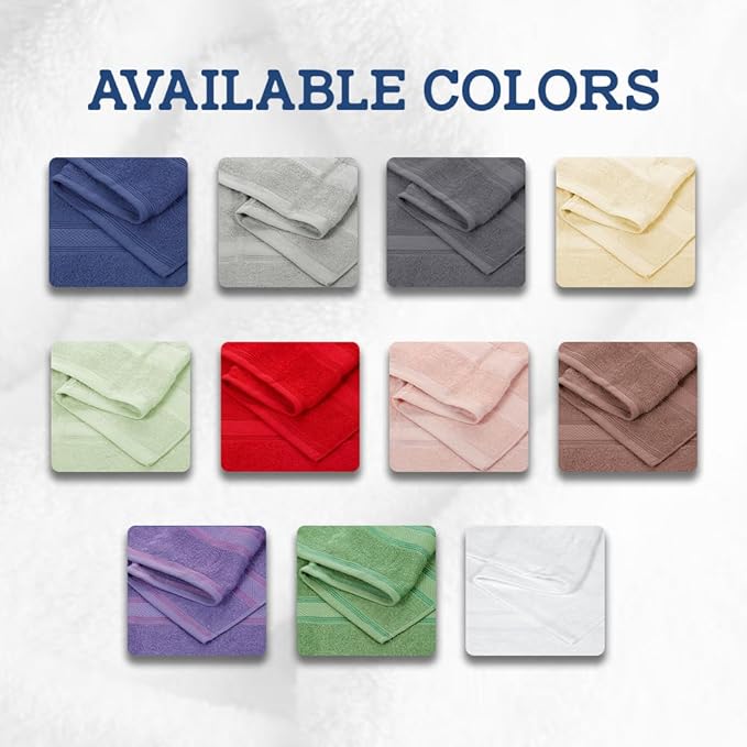 Casa Lino Bath Towel Set of 8 (2 Bath Towels, 4 Wash Cloths & 2 Hand Towels for Bathroom) - 100% Cotton - Highly Absorbent & Quick Dry - Guest Room Essentials for Bathroom Set - (Linen Brown)