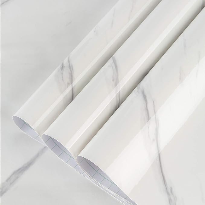 BAYYA White Marble Granite Wallpaper Peel and Stick Countertops Contact Paper