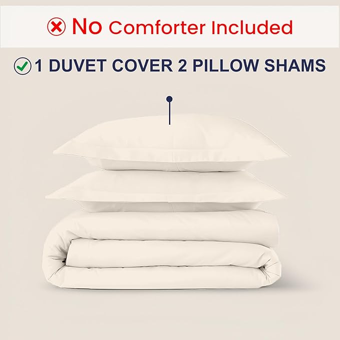Kotton Culture 120"x120" 3 Pc Super King Plus/Super Oversize King Duvet Cover Set 100% Egyptian Cotton - 600 TC Comforter Cover, Zipper Closure & Corner Ties - Fits Only Extra Large Inserts - Butter