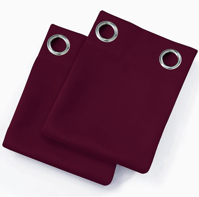 LEMOMO Blackout Curtains 52 x 90 Inch Long Burgundy Red Curtains Set of 2