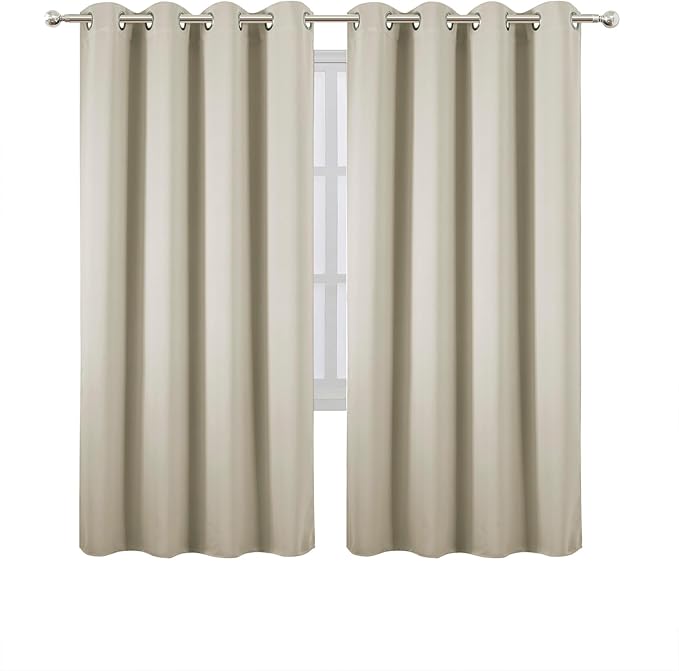 LEMOMO Blackout Curtains 66 x 72 Inch Long Light Beige Curtains Set of 2 Panels