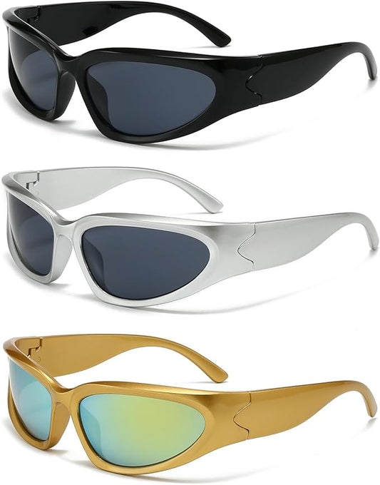 SOAR&EAGLE Y2K 3Pack Polarized sunglasses Wrap Around Men's Women's sunglasses Fashion Sport Shades Sun Glasses