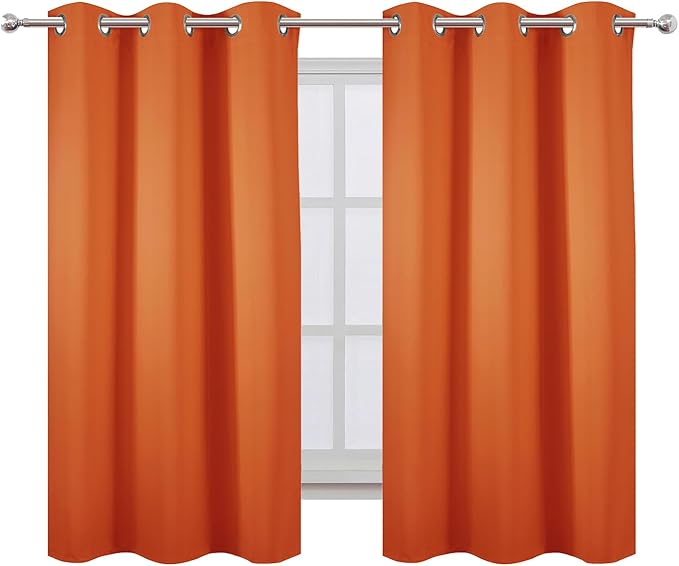 LEMOMO Orange Blackout Curtains 42 x 54 Inch Length Set of 2 Panels Grommet