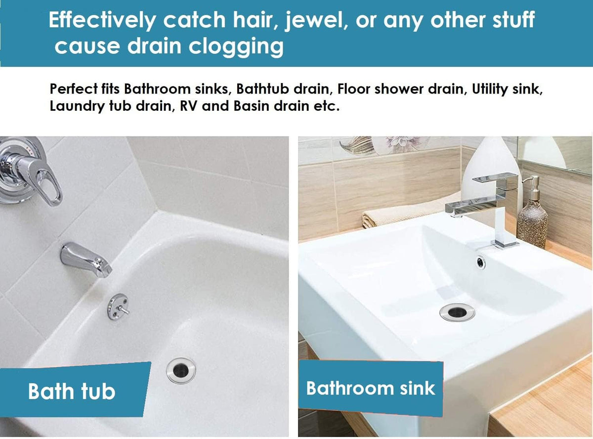 Hair Catcher Shower Drain, Bathtub Drain Cover, Deep Stainless Steel Sink Strainer for Bathroom Sink Bathtub Shower Floor Drain, Fit Hole Size from 1.25in to 2.17in(3-Pack)