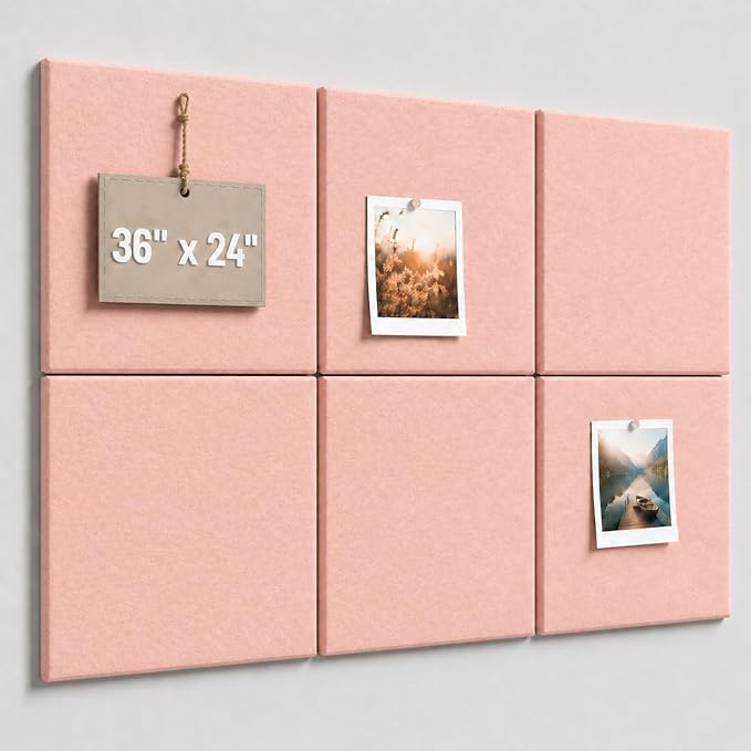 Large Cork Boards for Walls – 36" x 24" Self Adhesive Felt Wall Tiles