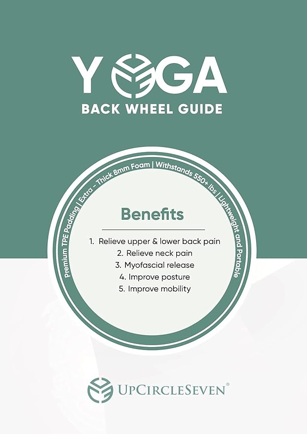UpCircleSeven Back Roller & Yoga Wheel - Relieve Lower & Upper Back Pain & Stiffness - Therapeutically Stretch, Mobilize & Decompress Your Spine - Increase Mobility, Flexibility & Alignment