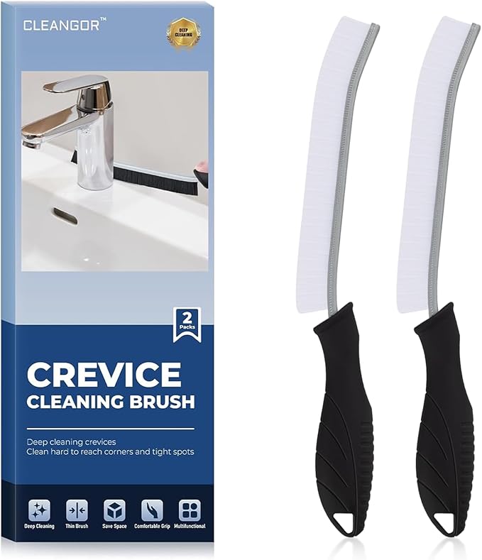 Crevice Cleaning Brushes, Cleaner Scrub Brush Tool for Hard to Reach Tight Space, Home Essentials, Cleaning Supplies for Shower, Bathroom, Kitchen, Toilet, Window