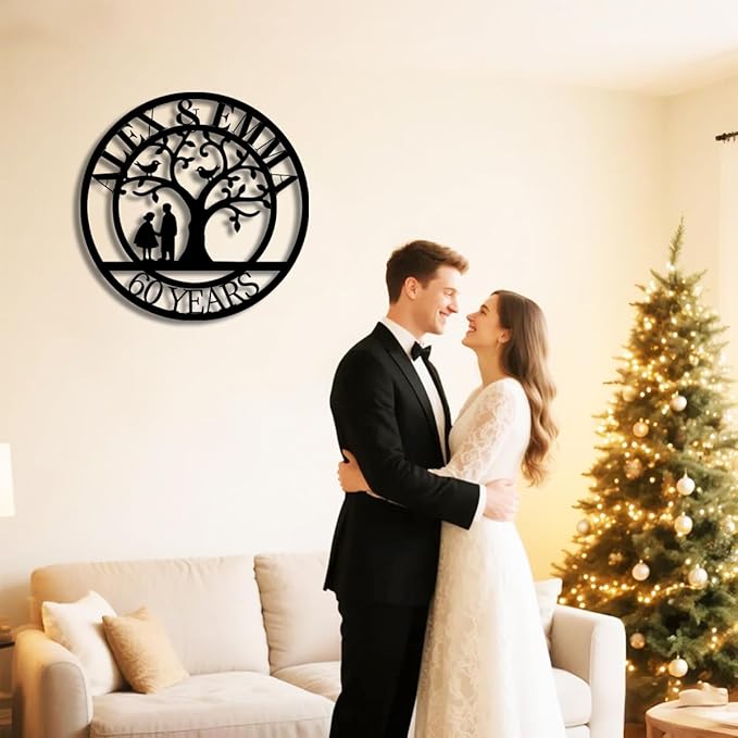 Tree of Life Metal Name Sign | Custom Metal Signs | Personalized Wall Art | Wedding Gift Indoor Decor Gift for Women, Men, Wife, Parents, Couple