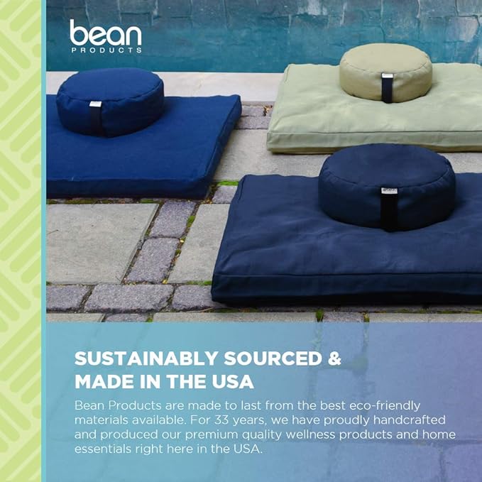 BEAN PRODUCTS MEDITATION CUSHION - Zabuton Meditation Pillows for Sitting on Floor, Yoga Cushion, Cotton Yoga Pillow, Zen Kneeling Prayer Pad- MADE IN USA - Standard 24x24x2, AQUA