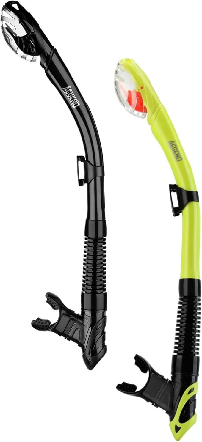 Aegend Dry Snorkel, Dive Mask Easy-Breath Free Diving Snorkel for Snorkeling Scuba Diving Freediving Swimming, with Top Dry Valve and Food-Grade Silicone Mouthpiece