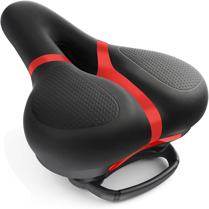 Bicycle Seat Replacement, Bike Seat for Men and Women, Comfort Wide Bike Saddle Memory Foam Padded Soft Bike Seat Cushion Compatible with Peloton, Mountain, City Bikes, Indoor Exercise Bikes