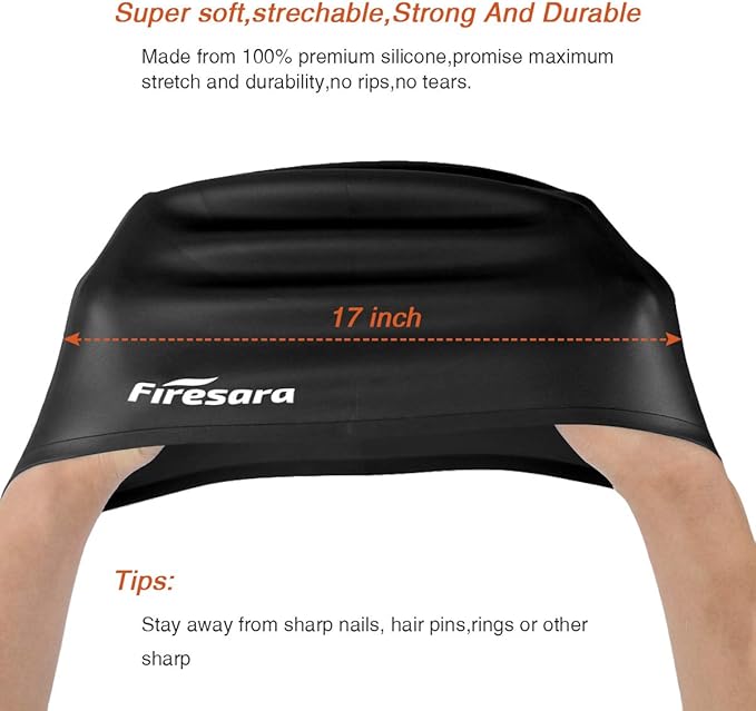 Firesara Swim Cap, Original Updated Swimming Cap 3D Ergonomic Design Comfortable Durable Ear Protection for Women Kids Men Adults Boys Girls for Long or Short Hair with Nose Clip and Ear Plugs