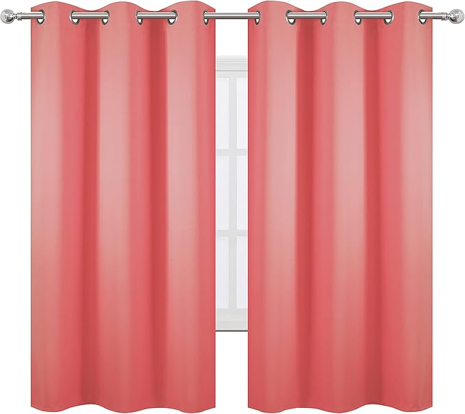 LEMOMO Coral Blackout Curtains 38 x 63 Inch Length/Set of 2 Curtain