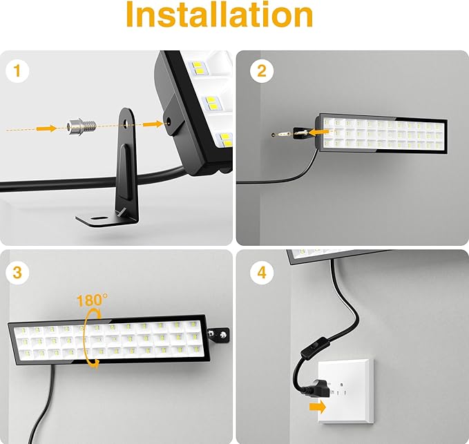 Onforu 4Pack LED Shop Lights, 100W 14000lm Plug in Ultra Bright LED Work Lights