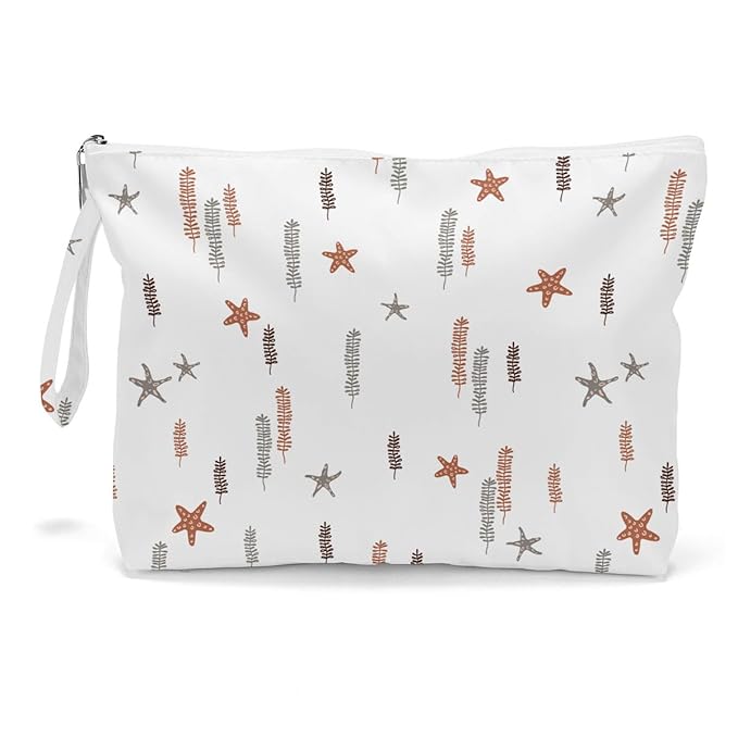 Fokongna Wet Bag, Wet Dry Bag, Makeup Bag, Toiletry Bag, Waterproof Large Capacity Travel Cosmetic Bag, Zipper Pouch for Women, Girls Mo Wife Sister Friends Baby Diaper Bag Ocean Sea Beach rainbow