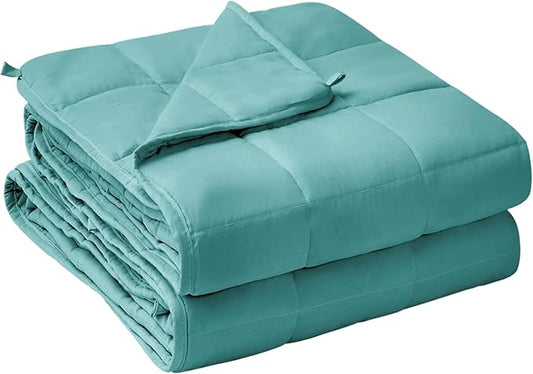 yescool Weighted Blanket for Adults (12 lbs, 60" x 80", Teal) Cooling Heavy Blanket for Sleeping Perfect for 110-130 lbs, Queen Size Breathable Blanket with Premium Glass Bead, Machine Washable