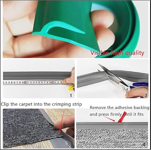 Self Adhesive Carpet Transition Strip with Edge Trim, Designed for Seamless Transitions from Carpet to Tile or Vinyl Floors, Perfect for Doorways.(Brown,6ft)