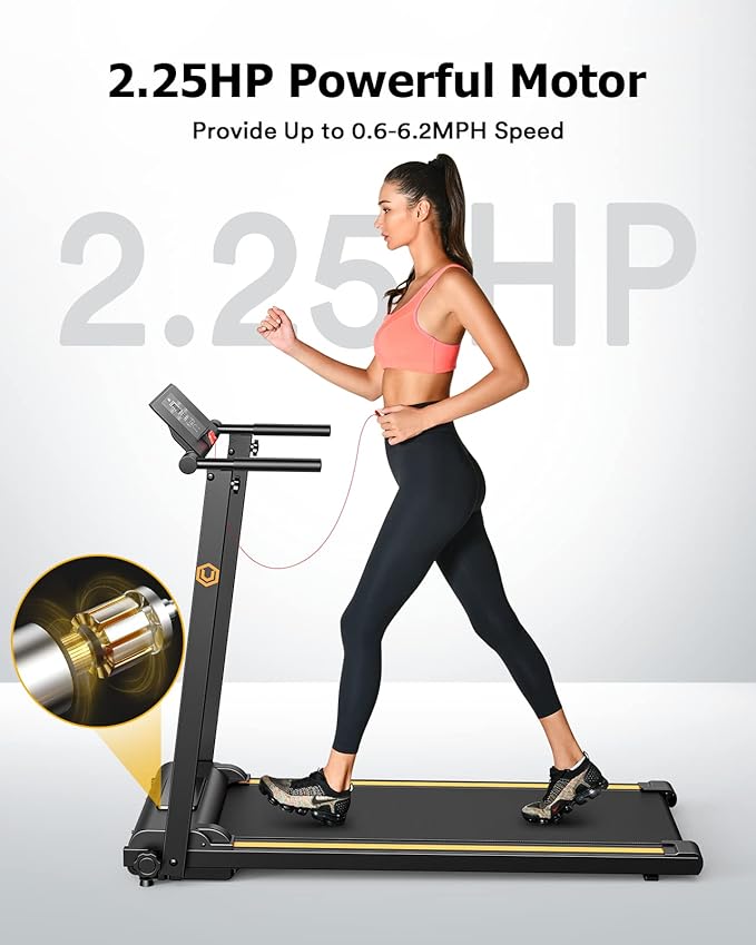 UREVO Treadmill with Desk Workstation, Walking Pad Treadmills for Home Office, Under Desk Compact Design Treadmill with HIIT Programs, Remote Control, LED Display