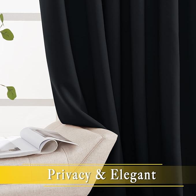 NICETOWN Black Out Sliding Door Curtain 102 inches Long, Grommet Thermal