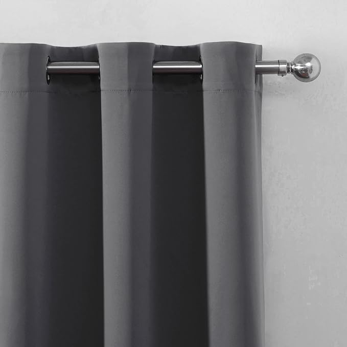 LEMOMO Blackout Curtains 52 x 90 Inch Long Frost Grey Curtains Set of 2 Panels