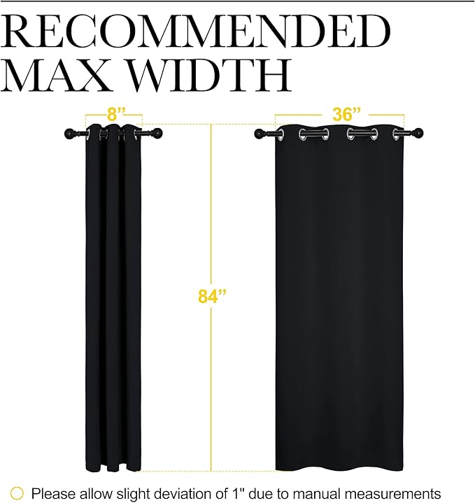 NICETOWN Thermal Insulated Black Blackout Curtains/Drapes 84 inches Length 2