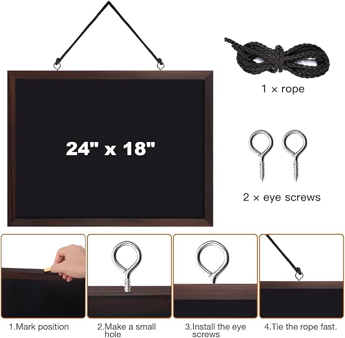Comix Magnetic Chalkboard, 18 x 24 Inches Wooden-Framed Blackboard