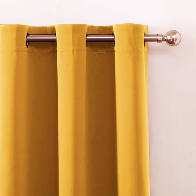 LEMOMO Yellow Blackout Curtains 42 x 54 Inch Length Set of 2 Panels Grommet