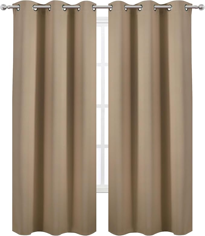LEMOMO Natural Thermal Blackout Curtains/42 x 84 Inch/Set of 2 Panels Room