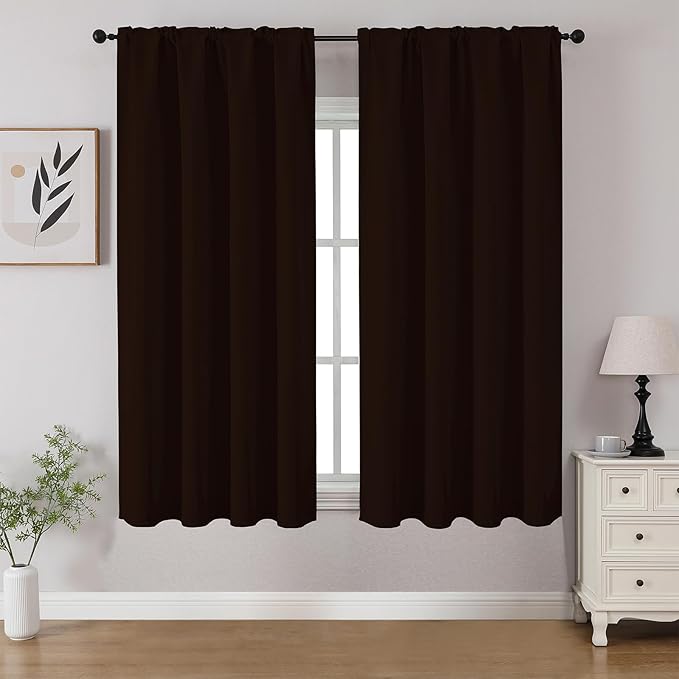 CUCRAF Blackout Curtains 45 inch Length 2 Panels Set, Rod Pocket Room Darkening
