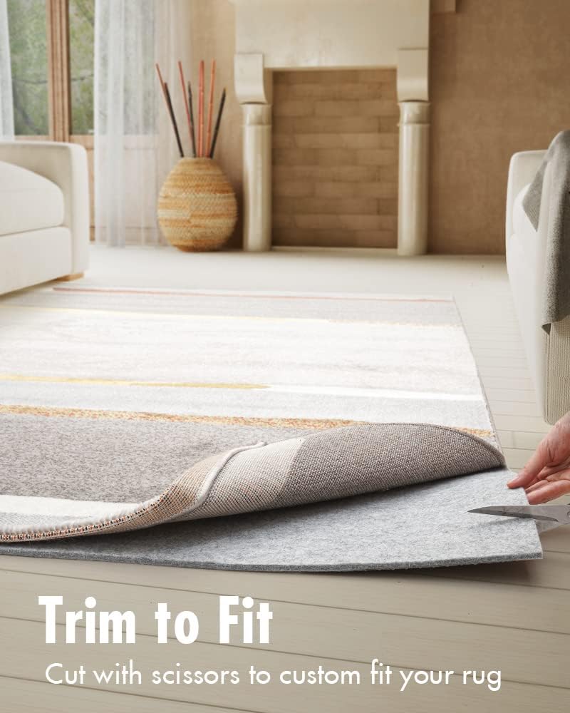 Non Slip Rug Pad Gripper - 3x5 Feet 1/4” Extra Thick Felt Under Rug for Area Rugs and Hardwood Floors,Super Cushioned Non Skid Carpet Padding