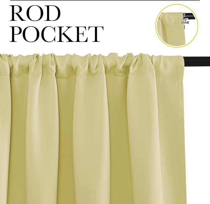 NICETOWN Living Room Curtains, Paler Yellow, 1 Pair, 70 x 84-inch, Home