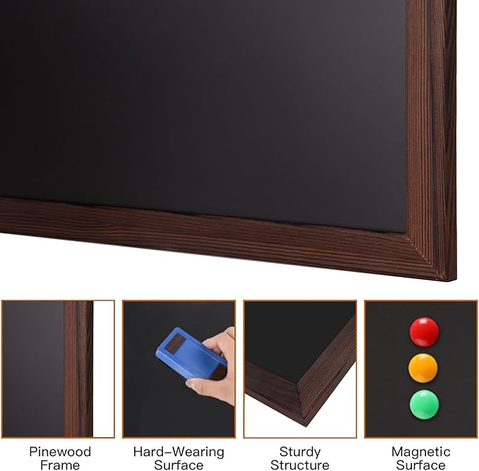 Comix Magnetic Chalkboard, 18 x 24 Inches Wooden-Framed Blackboard