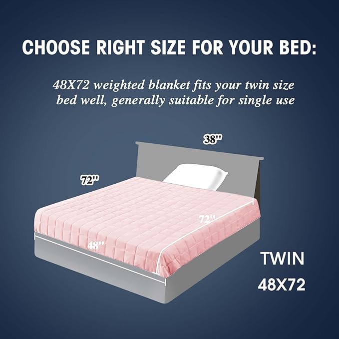 yescool Weighted Blanket for Adults (17 lbs, 48" x 72", Pink Grey) Cooling Heavy Blanket for Sleeping Perfect for 190-210 lbs, Twin Size Breathable Blanket with Premium Glass Bead, Machine Washable