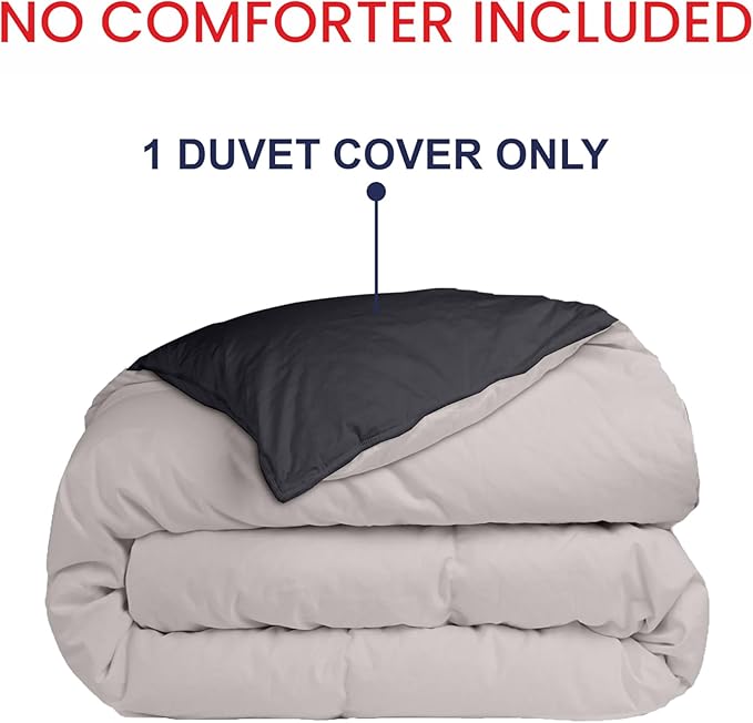 Kotton Culture 120"x120" 1 Pc Super King Plus/Super Oversize King Duvet Cover Only 100% Egyptian Cotton -600 TC Comforter Cover Zipper Closure & Corner Ties Fits Only Extra Large Inserts -Blended Grey