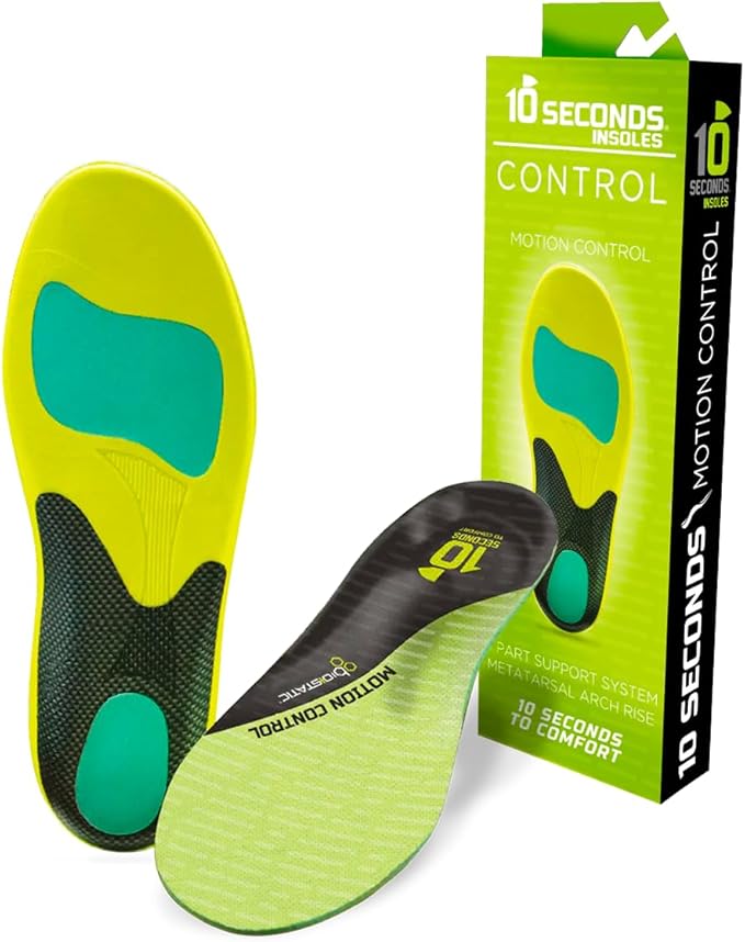 10 Seconds 3210 Motion Control Shoe Insoles, M 5, W 7