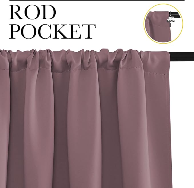 NICETOWN Blackout Curtains for Living Curtains, Dry Rose, 2 Panels, 29 by 30