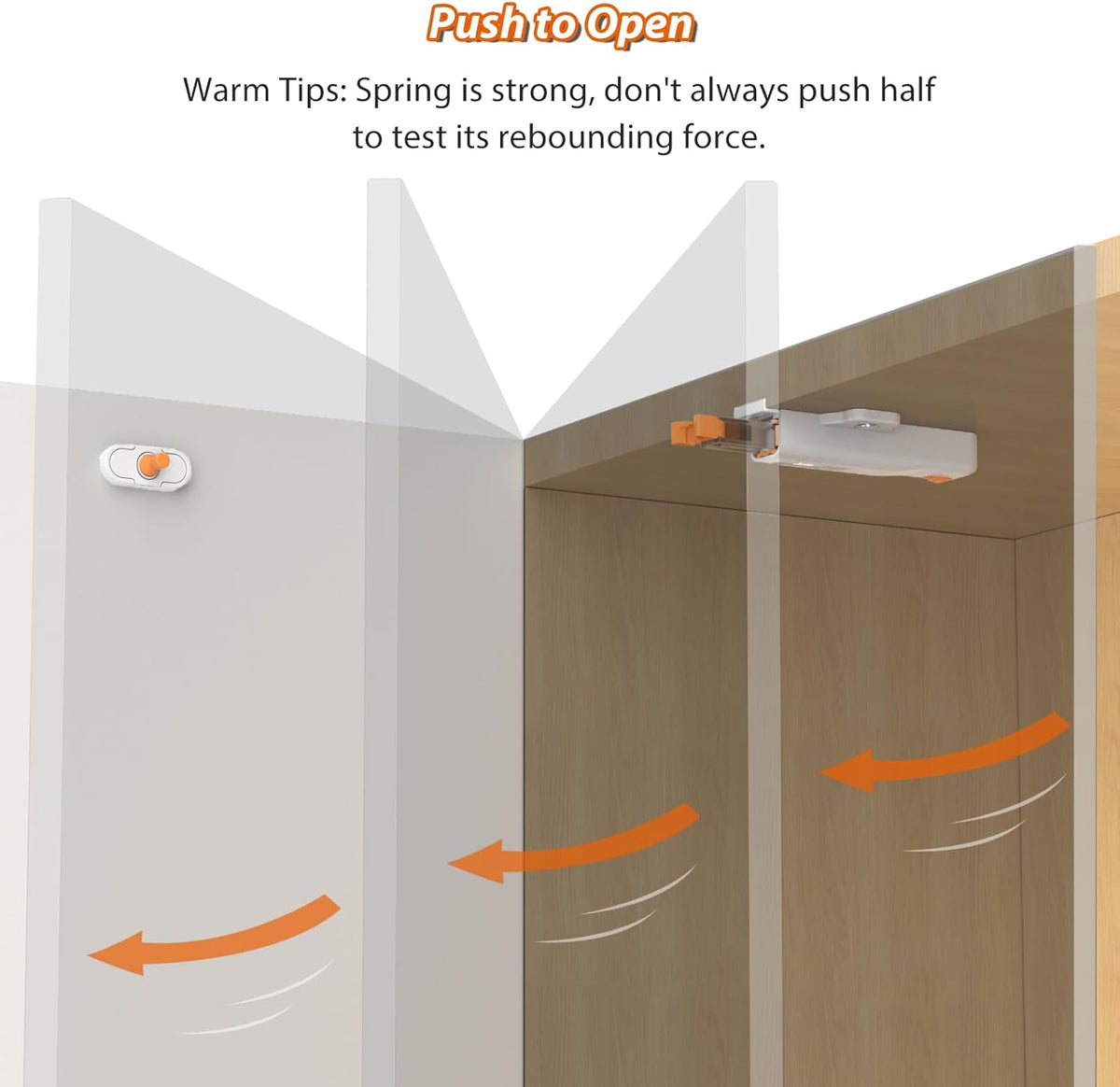 Jiayi Push to Open Door Catches Heavy Duty 2 Pack Push Opener Door Latch for Cupboard White Touch Open Latches for Closet Closing Wardrobe Closure Spring Push Latch
