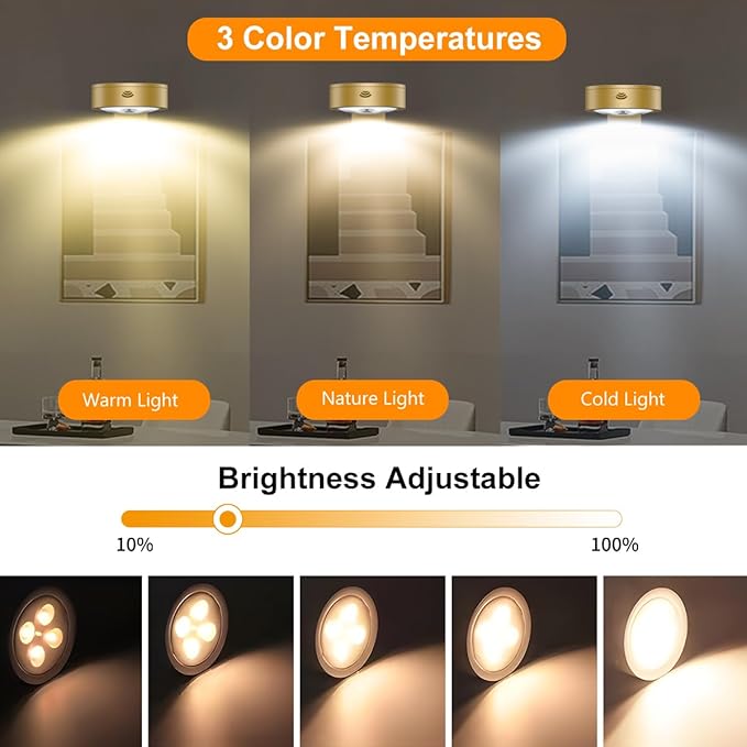 6-Pack Battery Operated Picture Light Magnetic Painting Light
