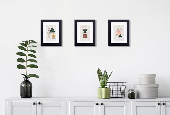 RPJC 6x8 inch Picture Frame Made of Solid Wood and High Definition Glass Display Picture 4x6 with Mat or 6x8 Without Mat for Wall Mounting Photo Frames Dark Brown