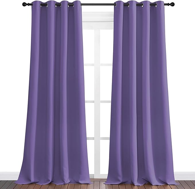 NICETOWN Lilac Purple Blackout Curtains 90" Long