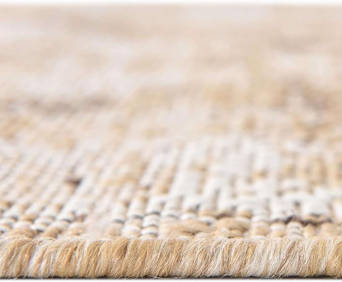 Unique Loom Outdoor Traditional Collection Area Rug - Valeria (2' 2" x 3' 1" Rectangle, Natural/ Ivory)