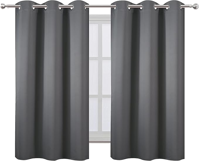 LEMOMO Grey Blackout Curtains 34 x 54 Inch Length/Set of 2 Curtain