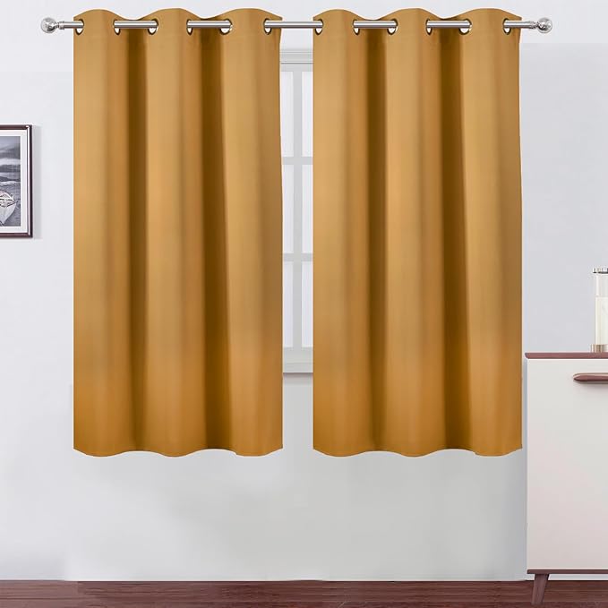 LEMOMO Blackout Curtains 42 x 63 inch/Mustard YellowCurtains Set of 2
