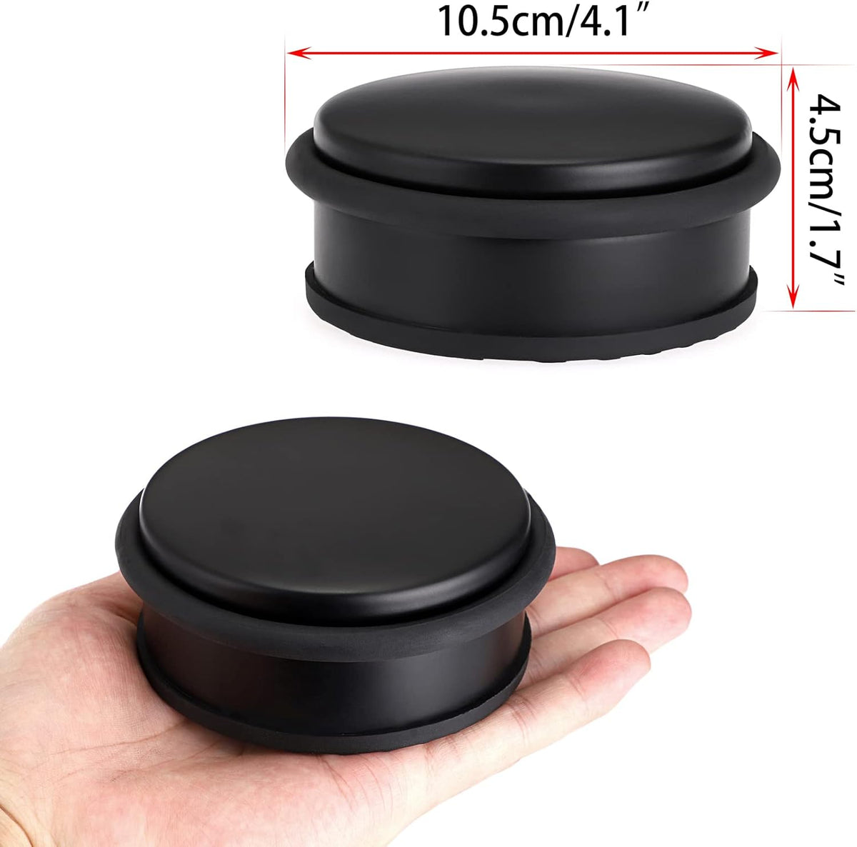 Sumnacon 2Pcs Heavy Duty Door Stoppers No Drill, Sturdy Stainless Steel Floor Door Stops with Anti-Skid Rubber - Decorative Metal Doorstops for Home Office Commercial Industrial, Black