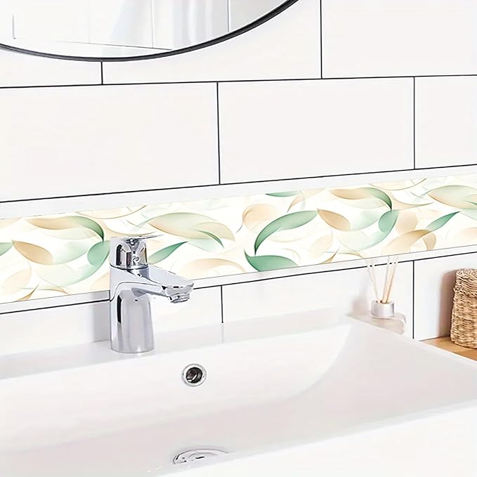 HOMETITUTE Wallpaper Border Peel and Stick Wall Border Green Leaf Watercolor