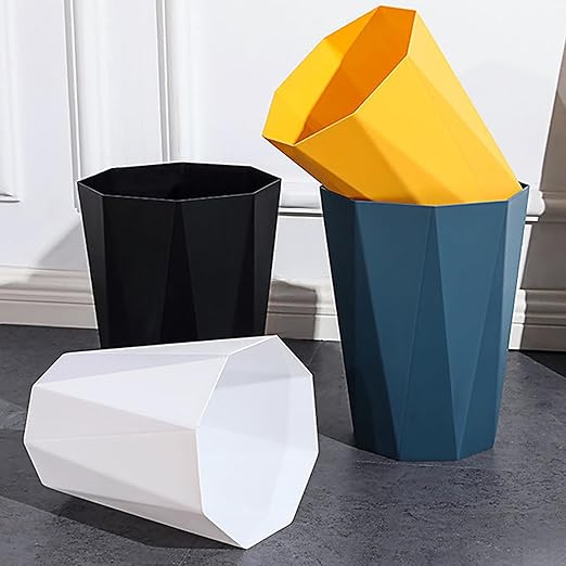 Small Bathroom Trash Can 2 Pack Garbage Can 1.8 Gallon Waste Basket for Dorms Toilets Bedrooms Offices, White