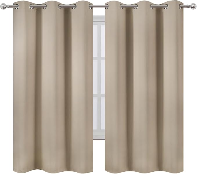 LEMOMO Khaki Thermal Blackout Curtains/38 x 63 Inch/Set of 2 Panels Room