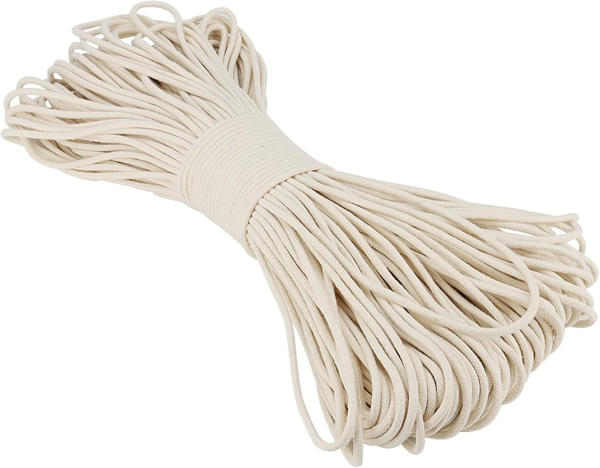 SOUJAP 5/32 Inch White Natural Cotton Clothesline Rope, 4mm x 328 Feet Cotton Sash Cord for Window, Decoration, Tie Down